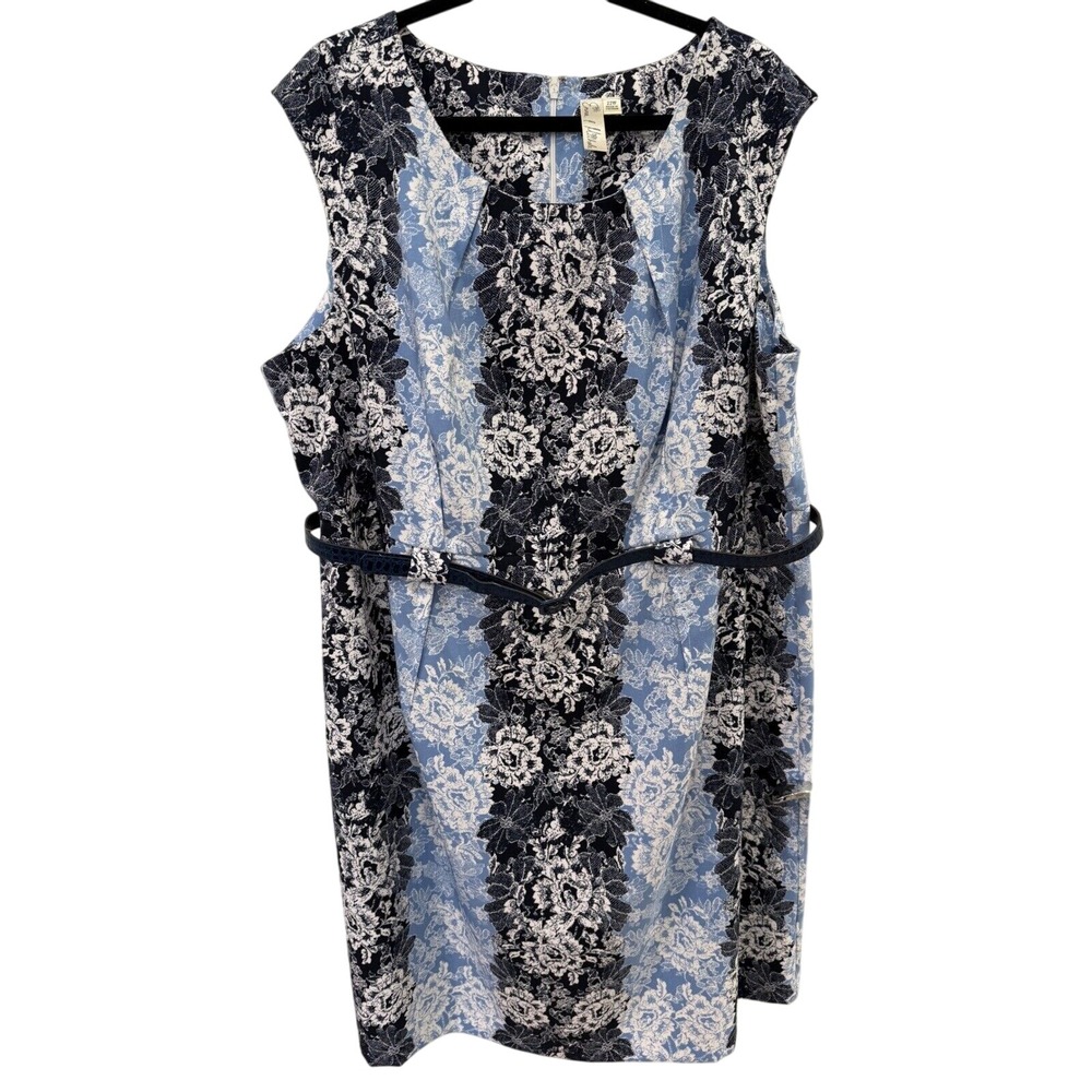 Emma & Michele Floral Dress Sheath‎ Plus Size Party Cocktail Blue Black 22W